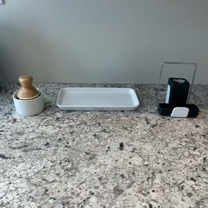 Grove Ceramic Tray,  Bubble Up Dish Soap Dispenser & Sink Caddy
M